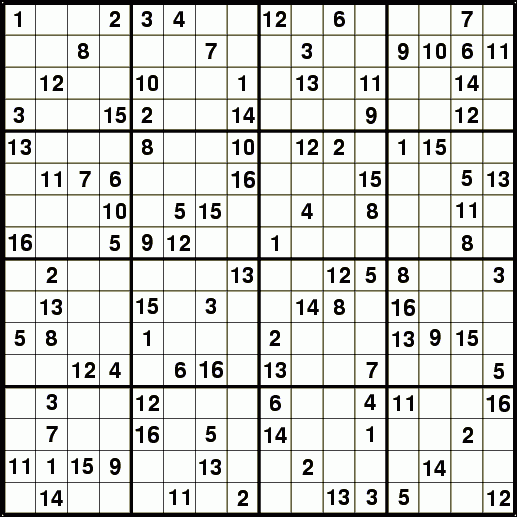 16x16 Sudoku Puzzle A Lot Of Numbers Sudoku Puzzles Sudoku Sudoku 