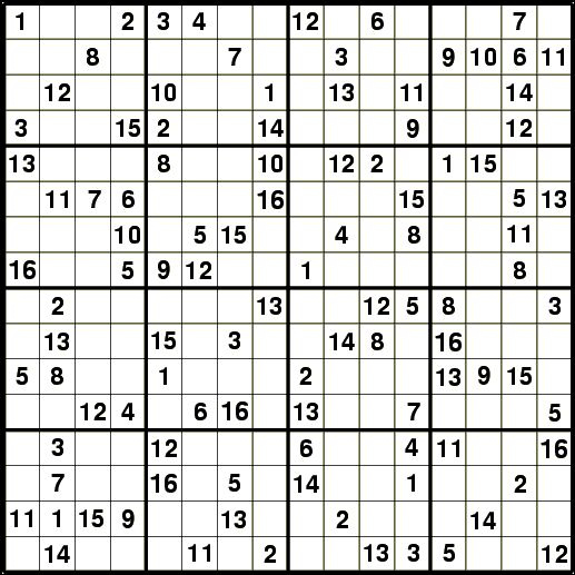 16x16 Sudoku Puzzle A Lot Of Numbers Sudoku Puzzles Sudoku Sudoku 