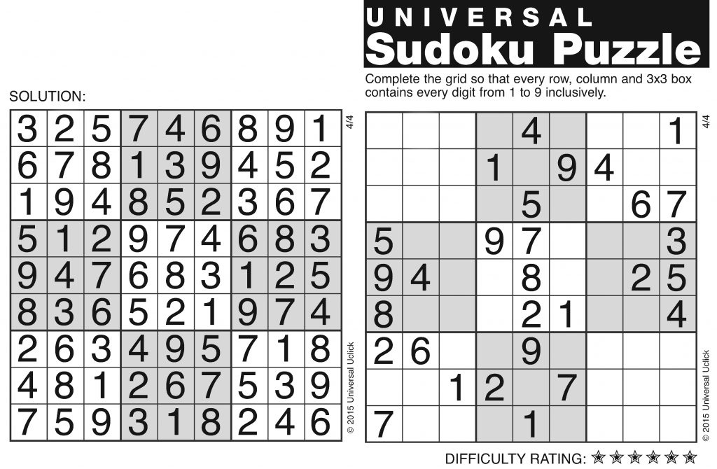 Andrews Mcmeel Syndication Home Printable Sudoku And Solutions 