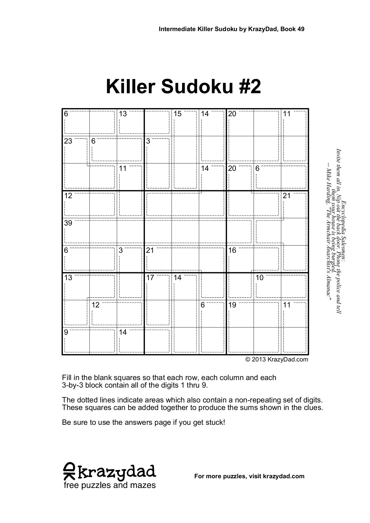 Bol Krazydad Psycho Killer Sudoku Volume 2 Jim Sudoku Printable