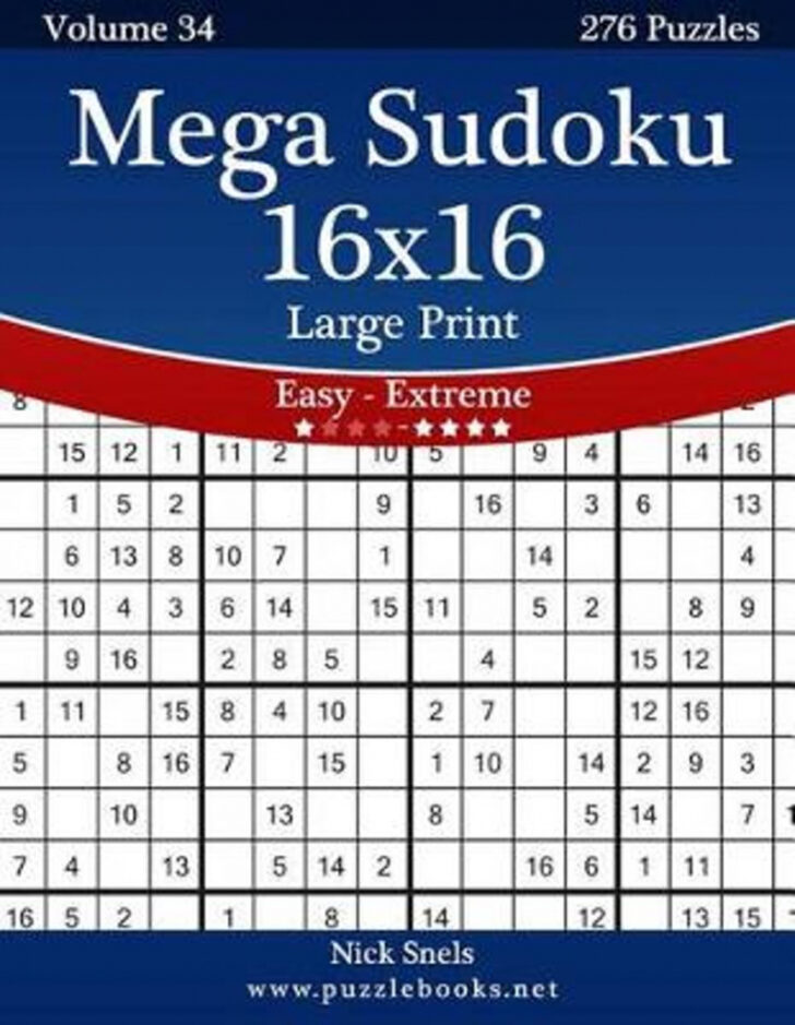 Bol Mega Sudoku 16×16 Large Print Easy To Extreme Volume