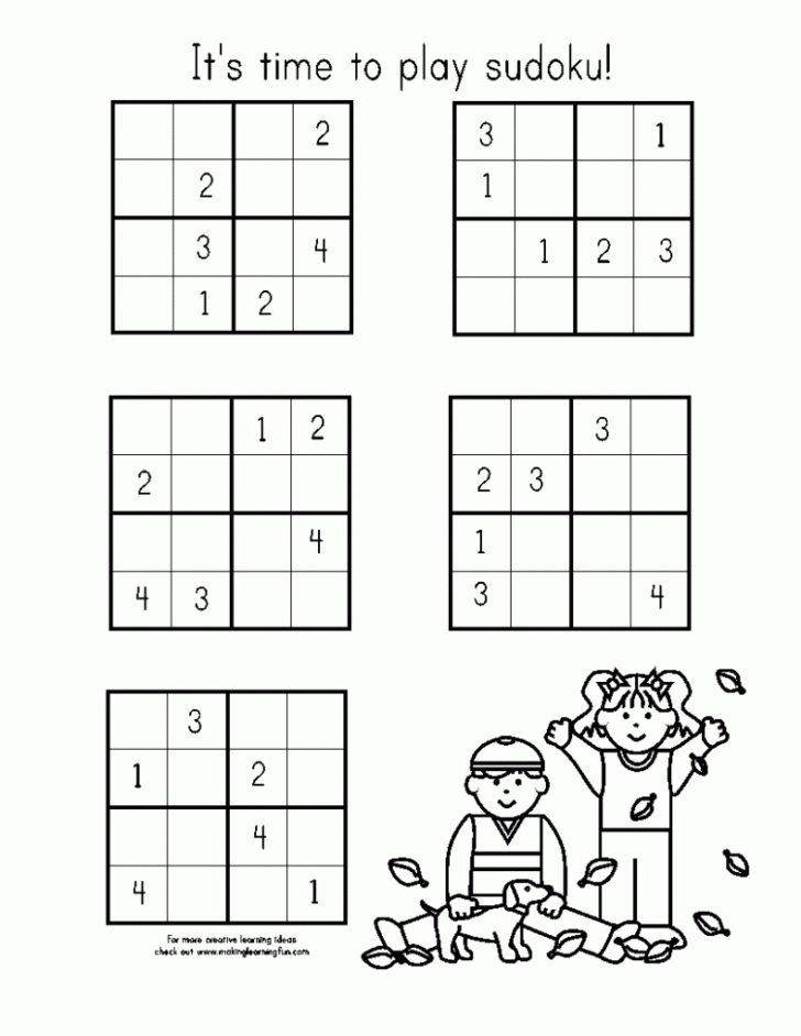 Printable Sudoku 2×2