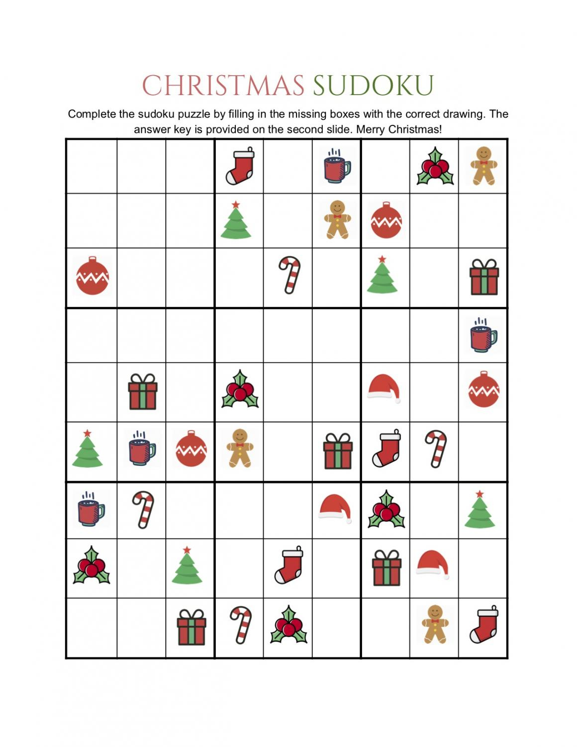 Printable Christmas Sudoku Puzzles Sudoku Printables