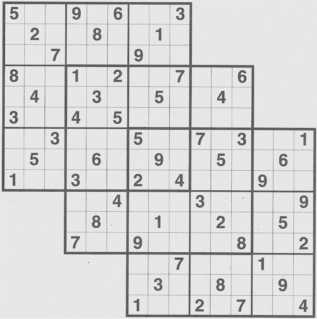 Double Harakiri Sudoku X Printable Samurai Sudoku Medium Printable 