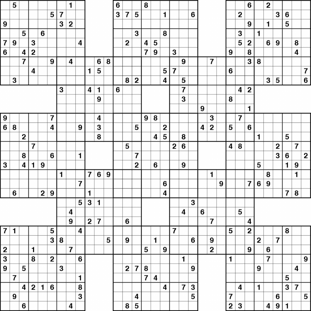 Double Harakiri Sudoku X Printable Sudoku Puzzles Samurai Printable 