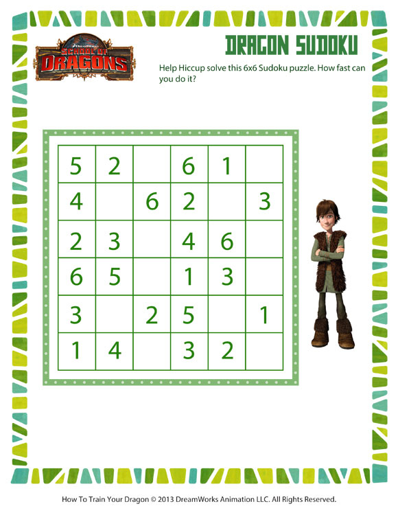 Dragon Sudoku View Printable Dragon Puzzle For 3rd Grade