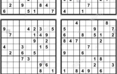 Four Sudoku Puzzles Of Comfortable Level On A4 Or Letter Sudoku