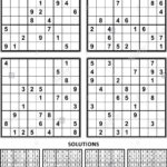 Four Sudoku Puzzles Of Comfortable Level On A4 Or Letter Sudoku