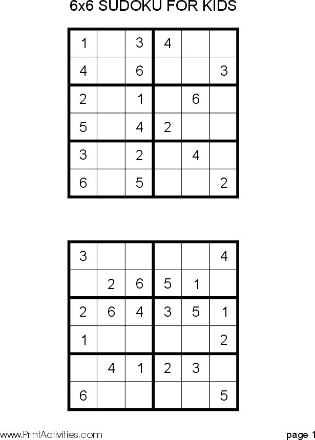 Free Kid Sudoku Puzzle 6x6 Sudoku Puzzles Sudoku Maths Puzzles