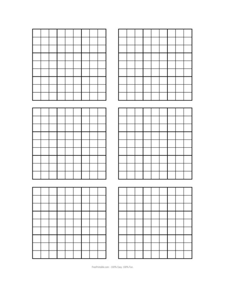 Free Printable Blank Sudoku Grids Sudoku Printable Grid Paper Sudoku Printables