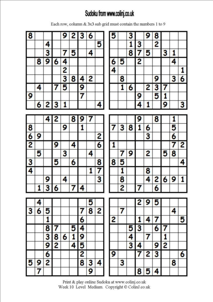 Printable Sudoku Level Hard 6 Per Page