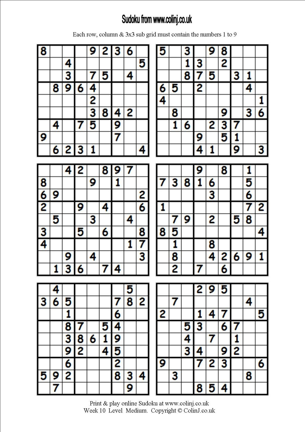 Free Printable Sudoku 6 Per Page