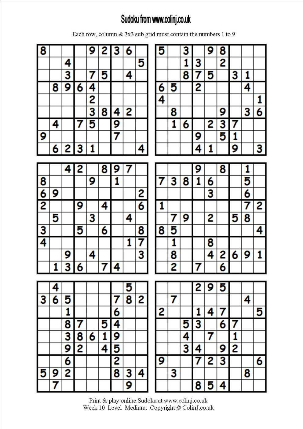 Free Sudoku Printable 6 Per Page Sudoku Printable Sudoku Sudoku Puzzles Sudoku Printables
