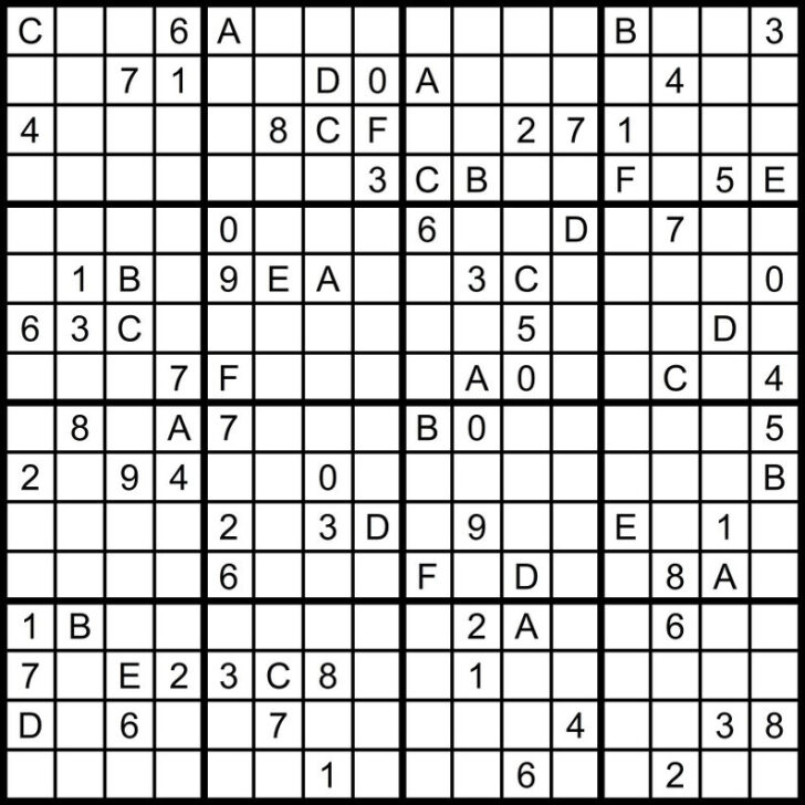 Hexadoku Sudoku 16×16 16×16 Sudoku Print Mega Etsy Printable Sudoku 16×16 Numbers