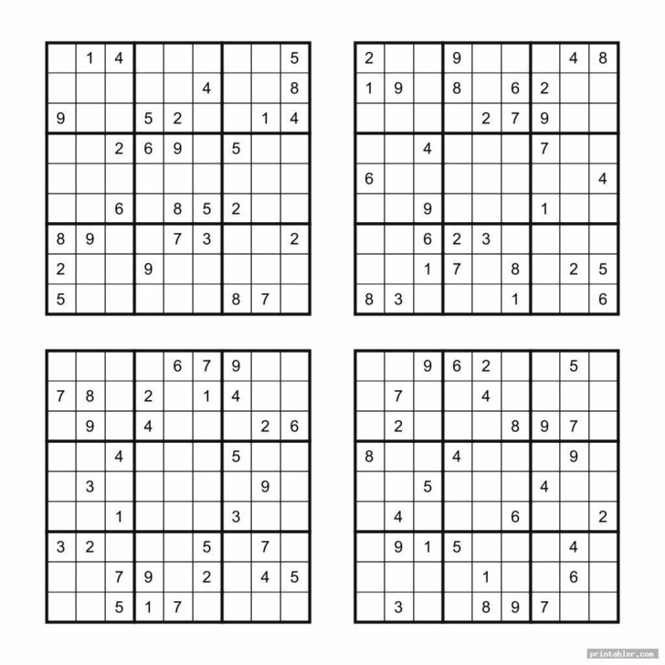 Printable Sudoku Puzzles 4 Per Page