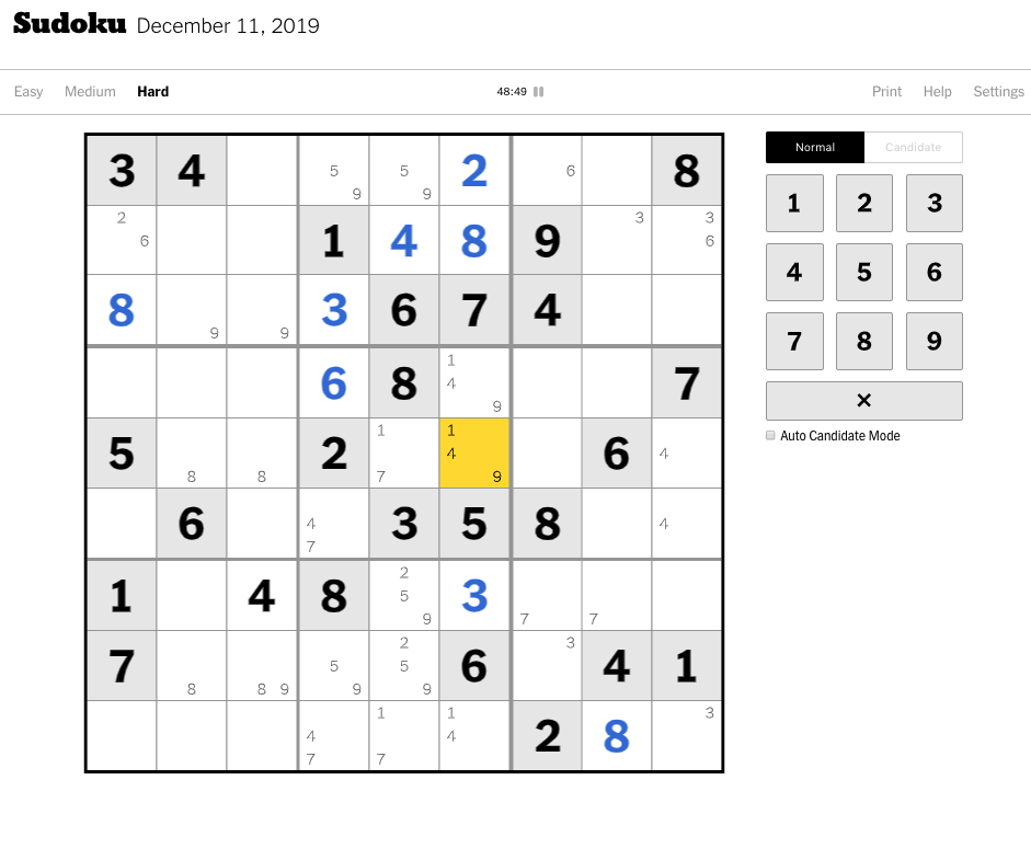 Nyt Sudoku Easy