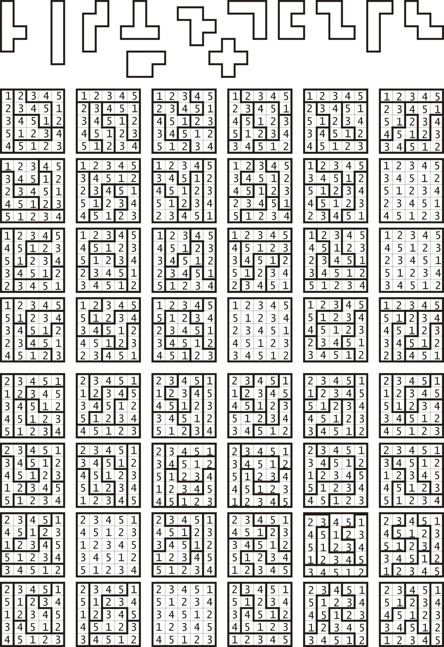 Possible 5x5 Grids Of Numbers 1 To 5 Mimicking SUDOKU Puzzle Layout 