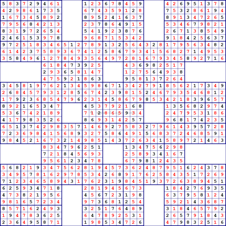 Printable 13 Grid Samurai Sudoku Sudoku Printable | Sudoku Printables