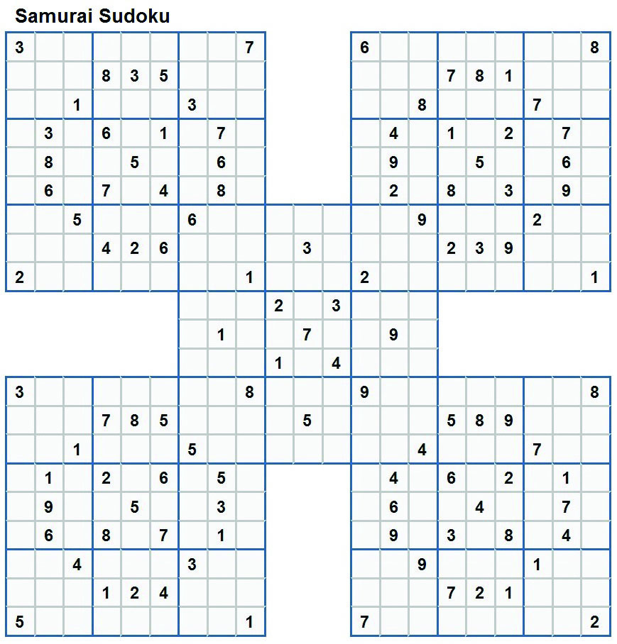 Printable Samuri Sudoku That Are Smart Tristan Website