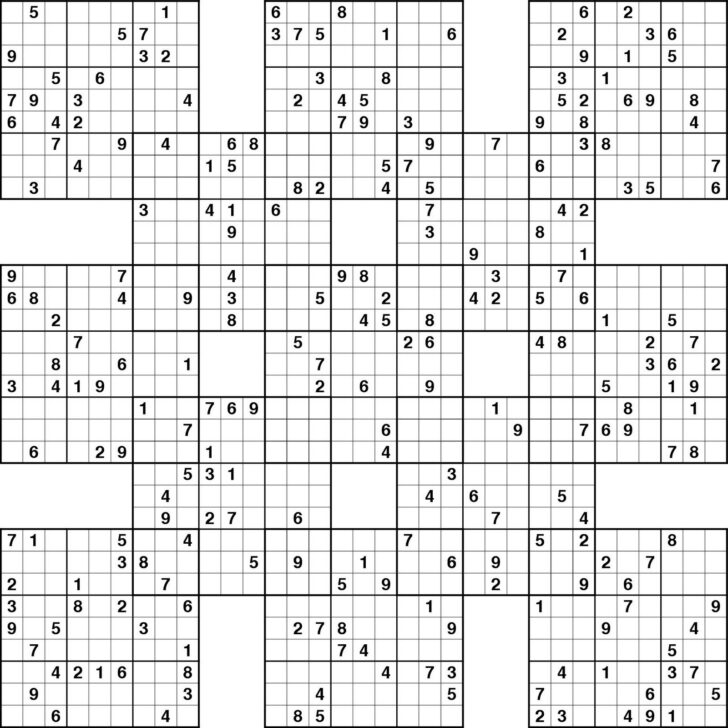Printable Sudoku Samurai Puzzles