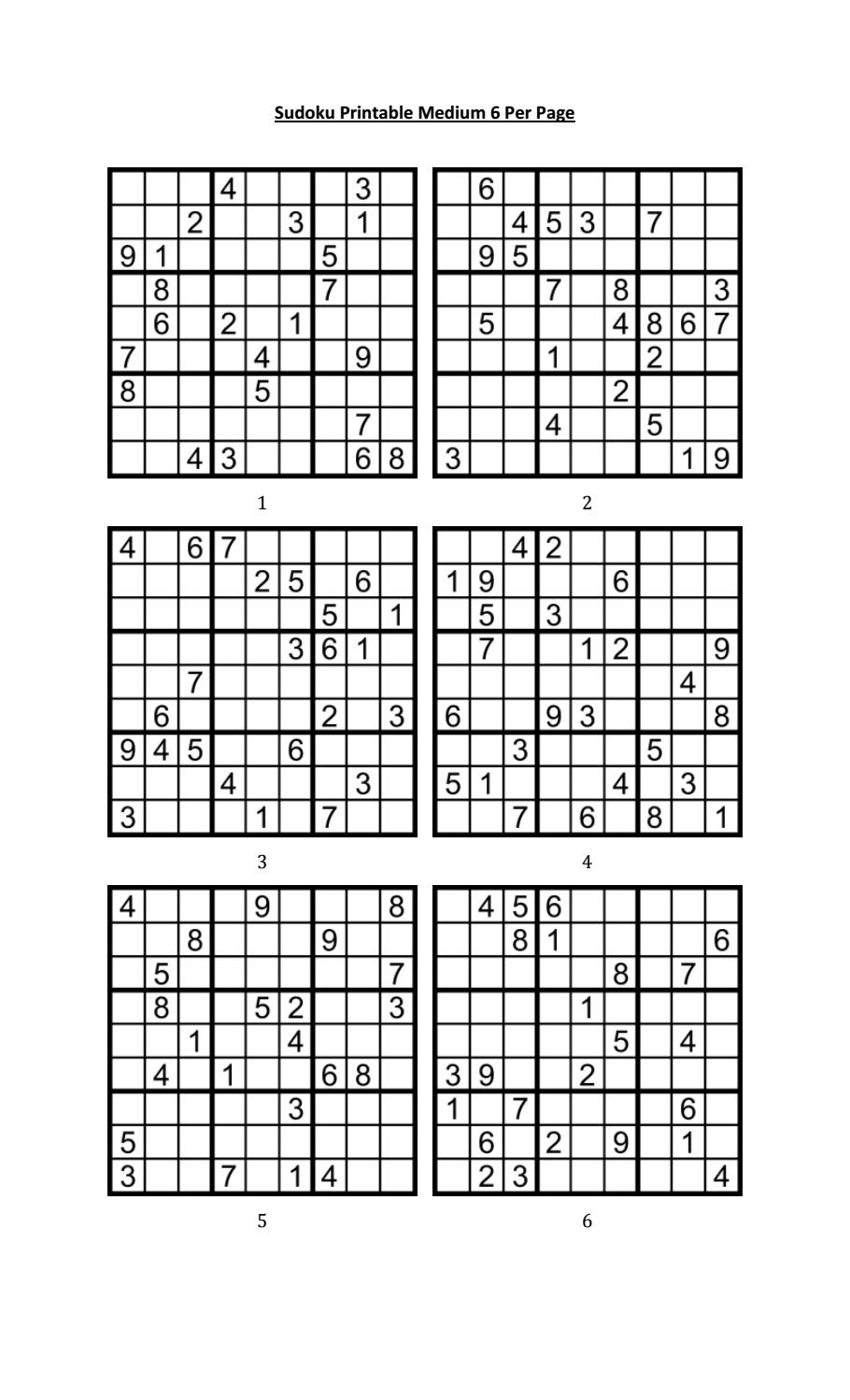 Printable Sudoku 6 To A Page Printable Sudoku Free Free Printable 