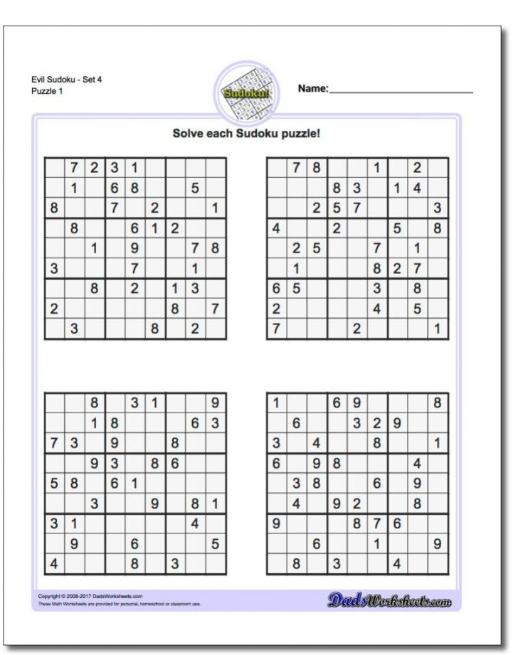 Printable Math Sudoku Worksheets