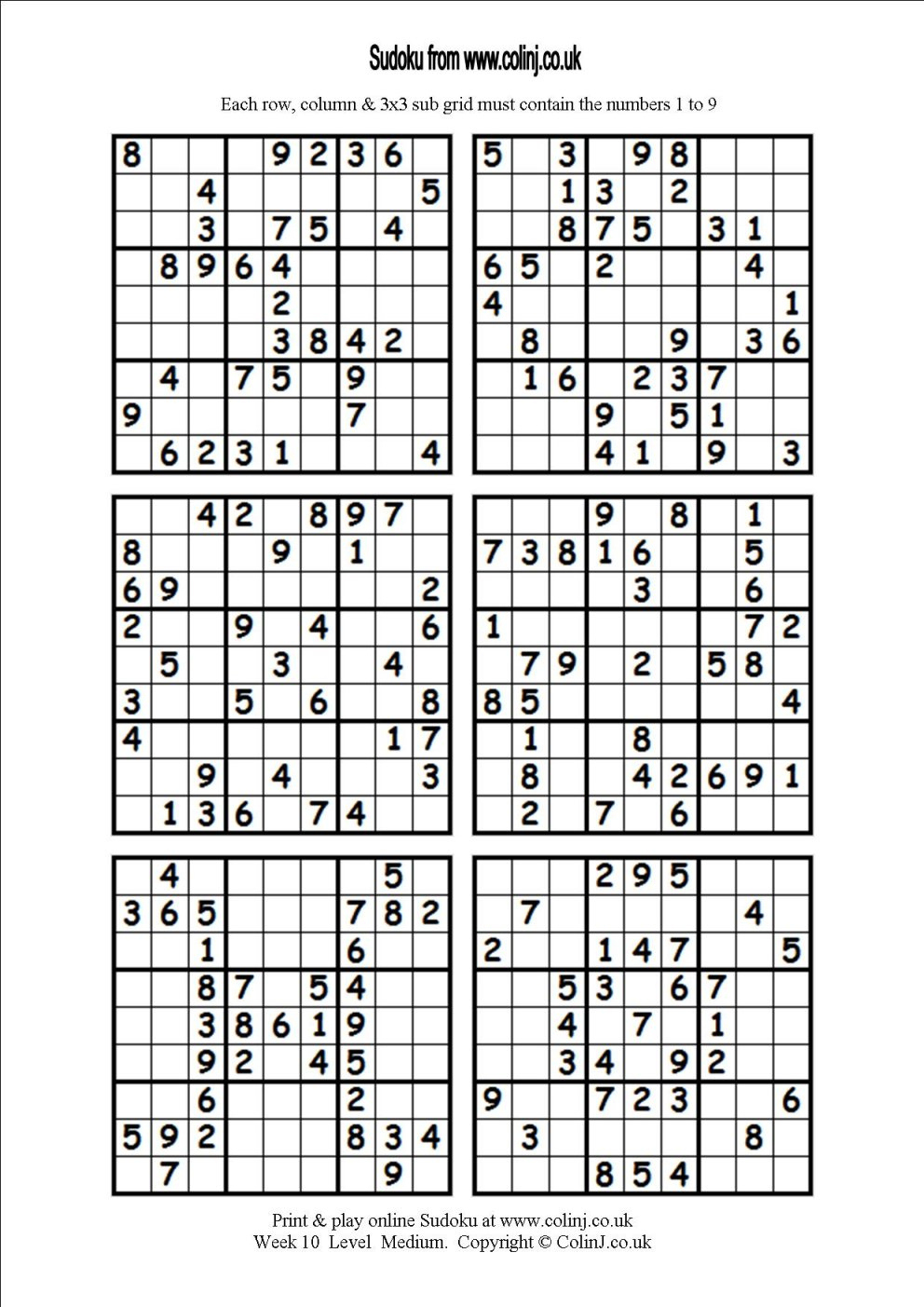 Printable Sudoku Puzzles 1 Per Page Printable Crossword Puzzles