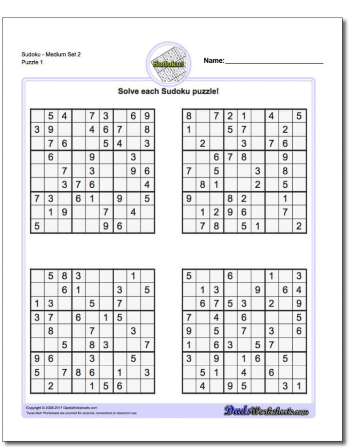Printable Sudoku Teachers’ Corner