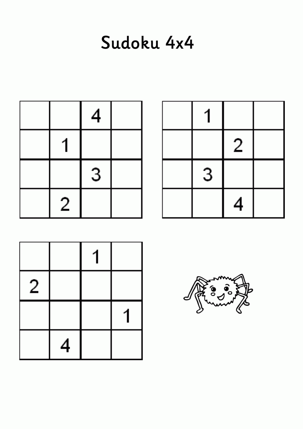 Sudoku 4x4 Dla Dzieci Do Druku