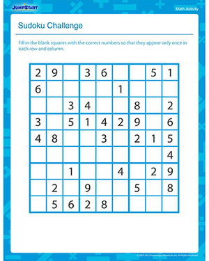 Sudoku Challenge Fun Math Activity For 3rd Grade JumpStart