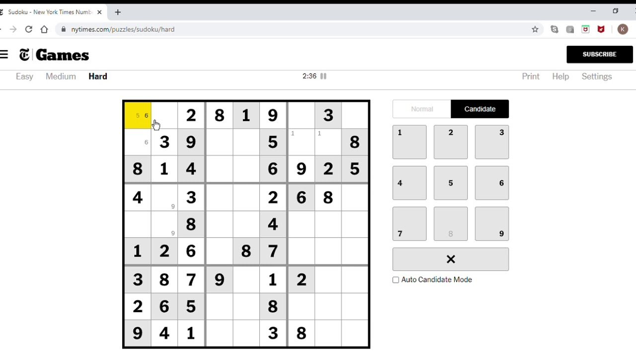Sudoku New York Times Hard Sudoku June 2 2020 YouTube