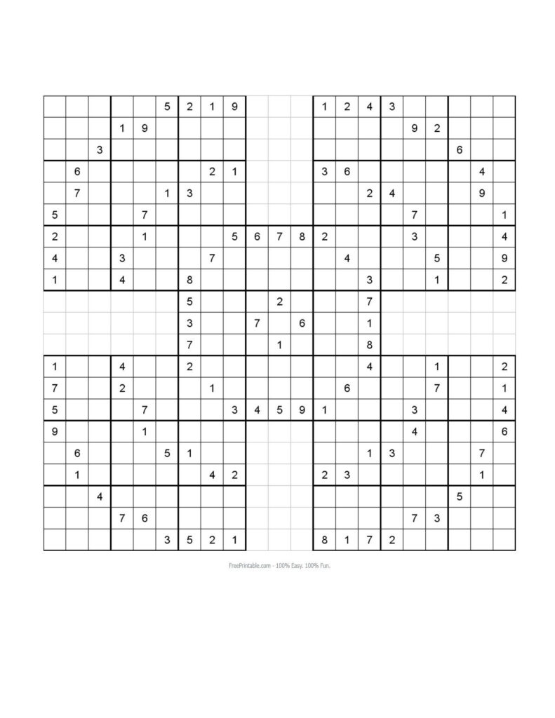 Super Samurai Sudoku 13 Grids Printable Mega Sudoku Puzzles Free ...