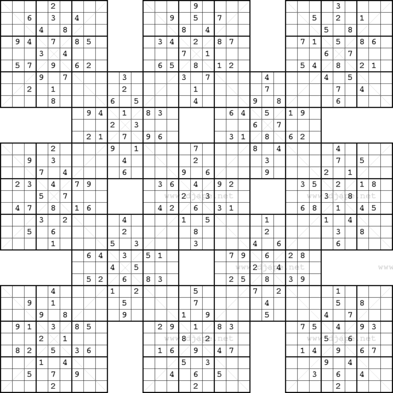 Super Samurai Sudoku Sudoku Puzzles Sudoku Printables 2346