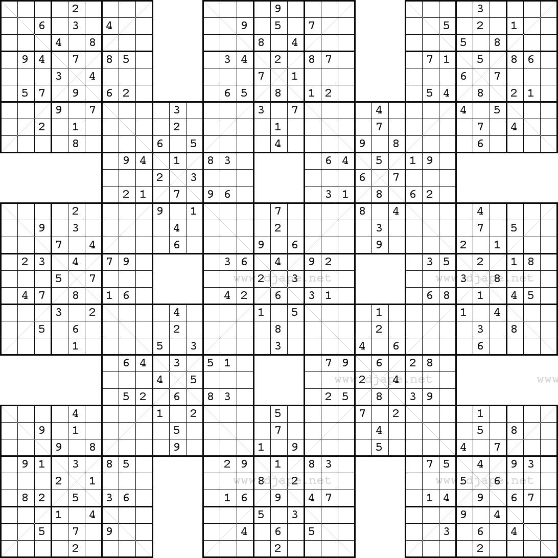 super-samurai-sudoku-13-grids-printable-super-sudoku-sudoku-printables