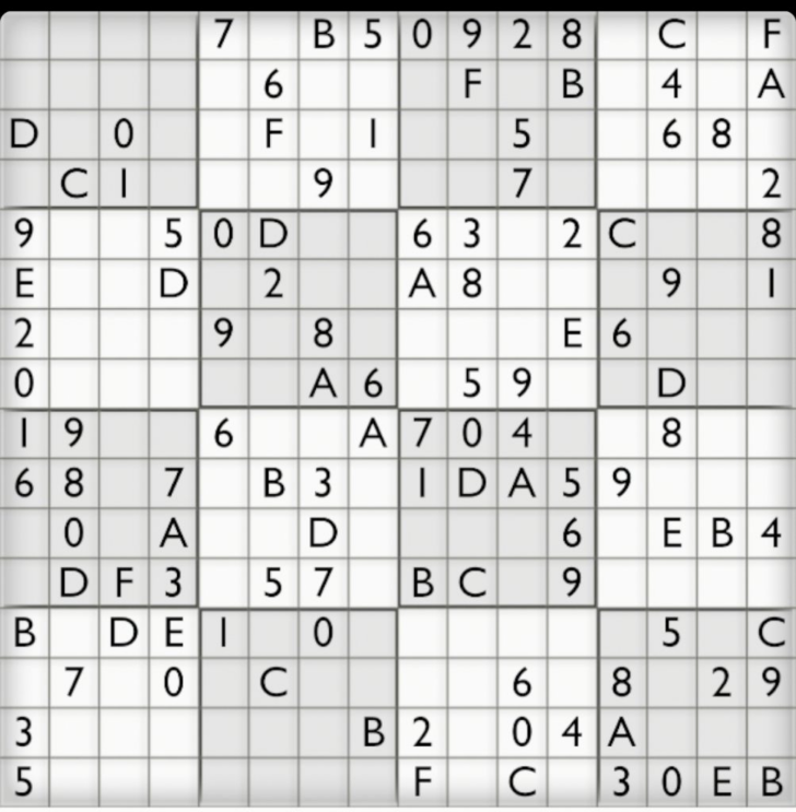 Sudoku 16×16 Daily Printable Monster Sudoku 16×16