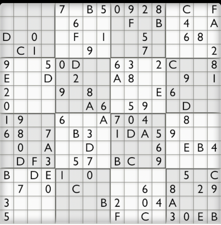 Printable Mega Sudoku 16×16